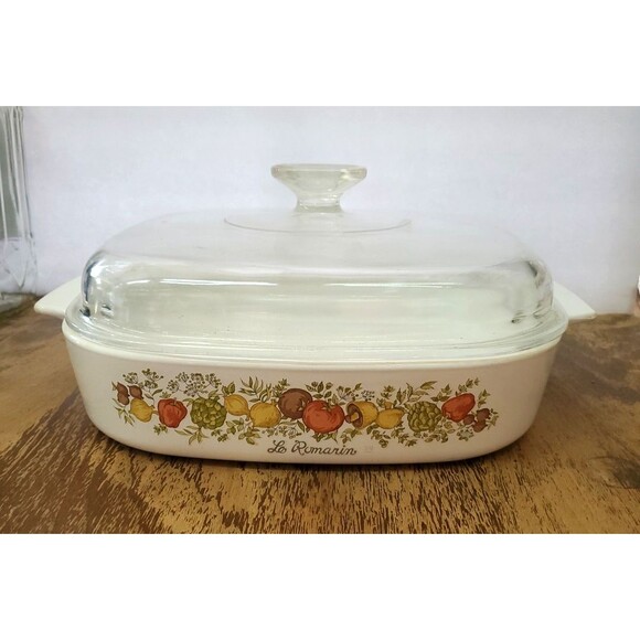RARE Vtg SPICE OF LIFE Le Romarin CORNINGWARE A-10-B CASSEROLE w/Lid -Imprint 29 - Picture 4 of 16